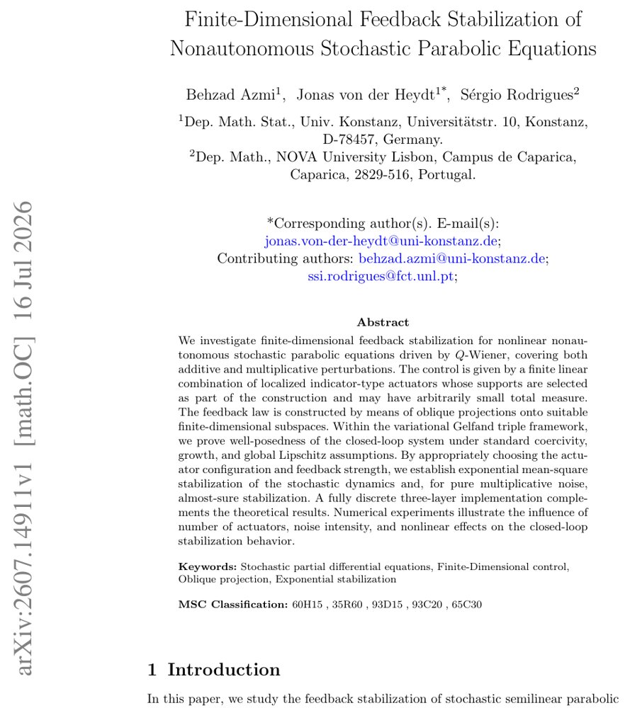Finite-Dimensional Feedback Stabilization of Nonautonomous Stochastic Parabolic Equations Figure 1