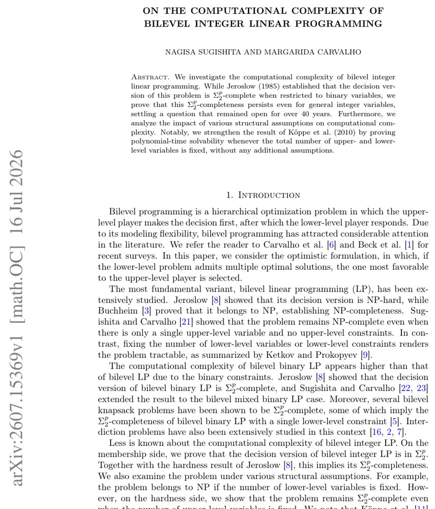 On the Computational Complexity of Bilevel Integer Linear Programming Figure 1