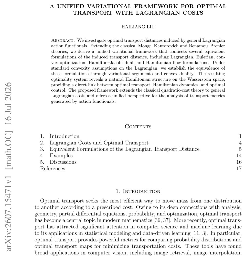 A Unified Variational Framework for Optimal Transport with Lagrangian Costs Figure 1