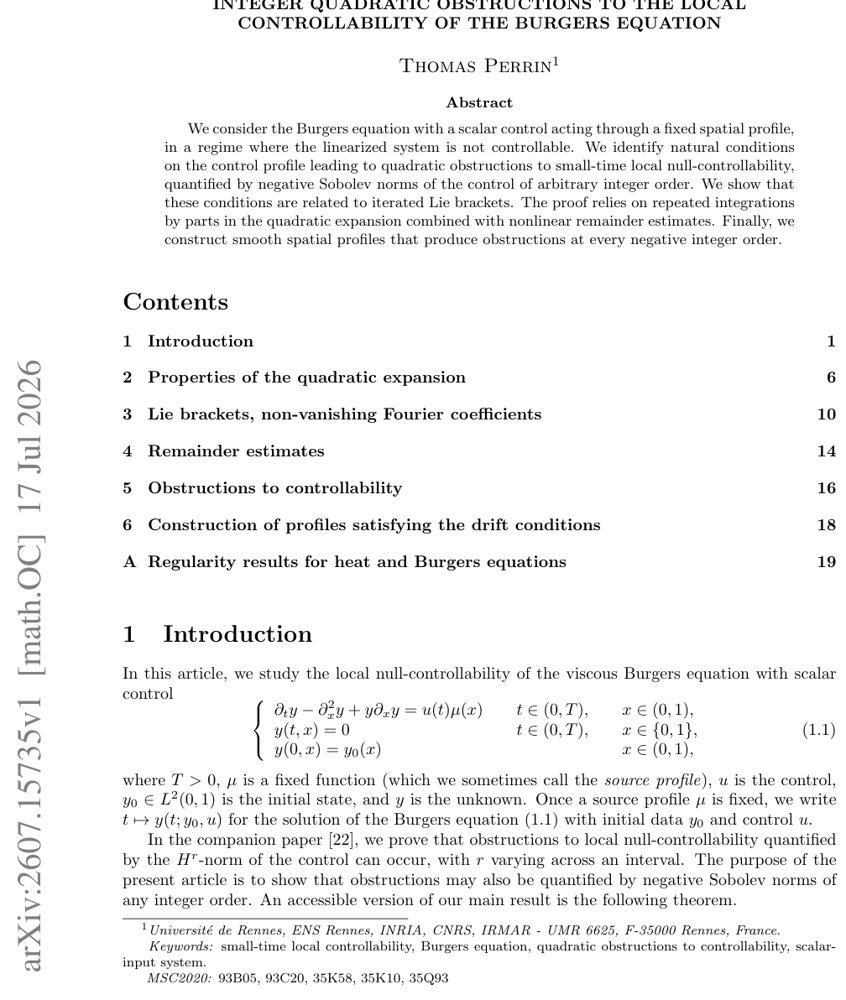 Integer quadratic obstructions to the local controllability of the Burgers equation Figure 1