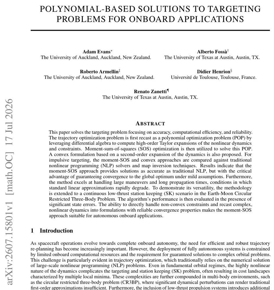 Polynomial-Based Solutions to Targeting Problems for Onboard Applications Figure 1