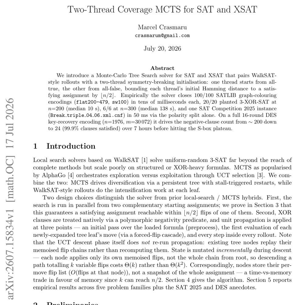 Two-Thread Coverage MCTS for SAT and XSAT Figure 1