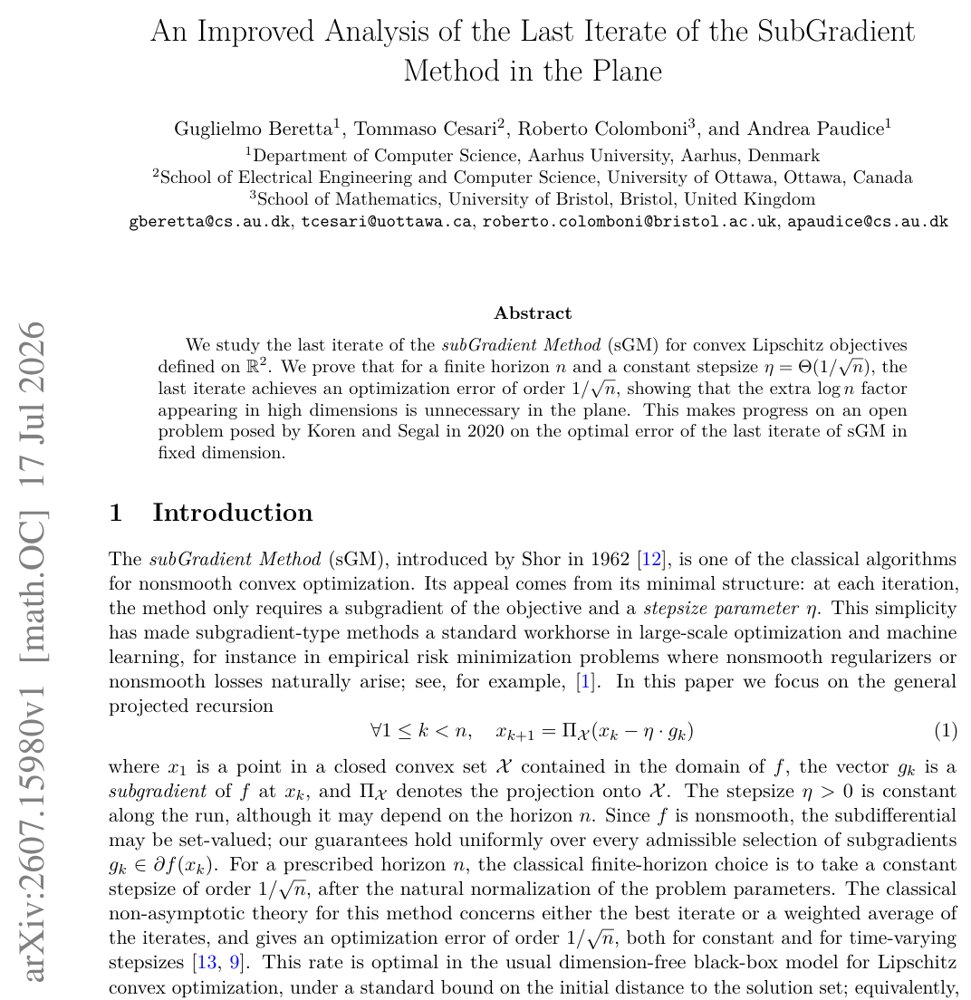 An Improved Analysis of the Last Iterate of the SubGradient Method in the Plane Figure 1