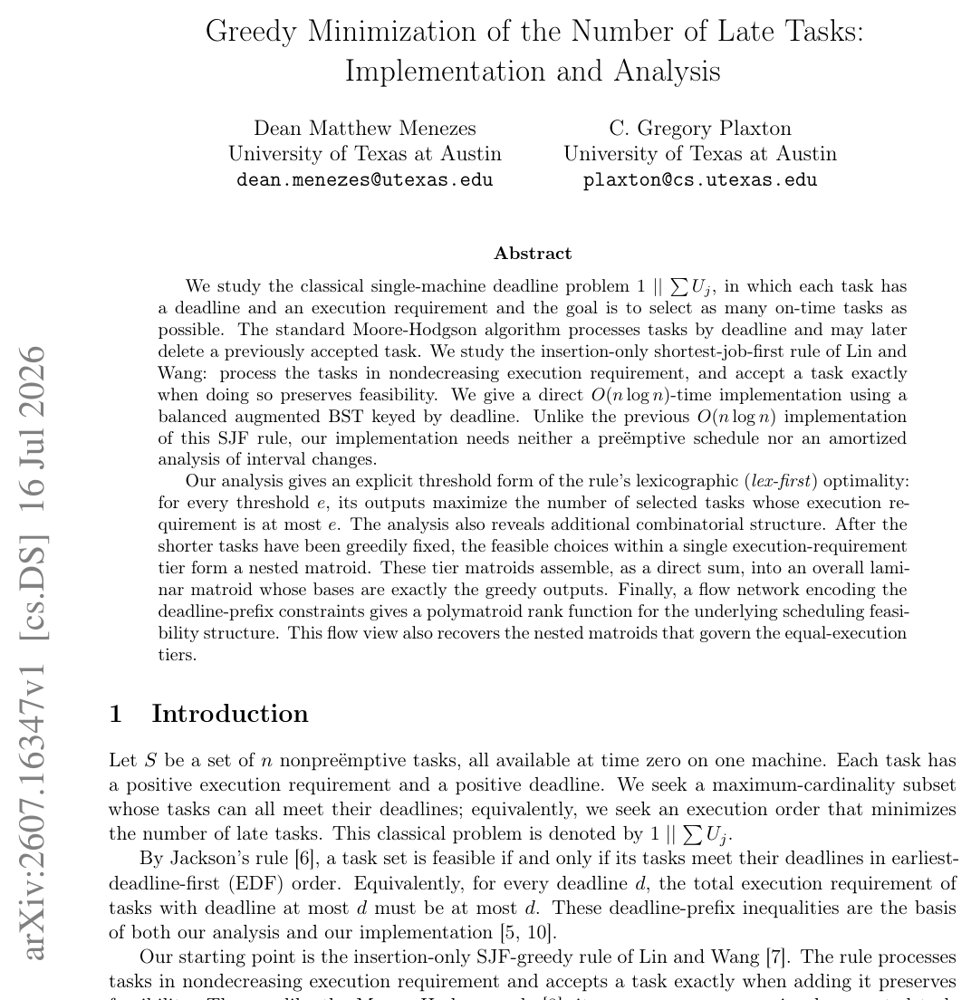 Greedy Minimization of the Number of Late Tasks: Implementation and Analysis Figure 1
