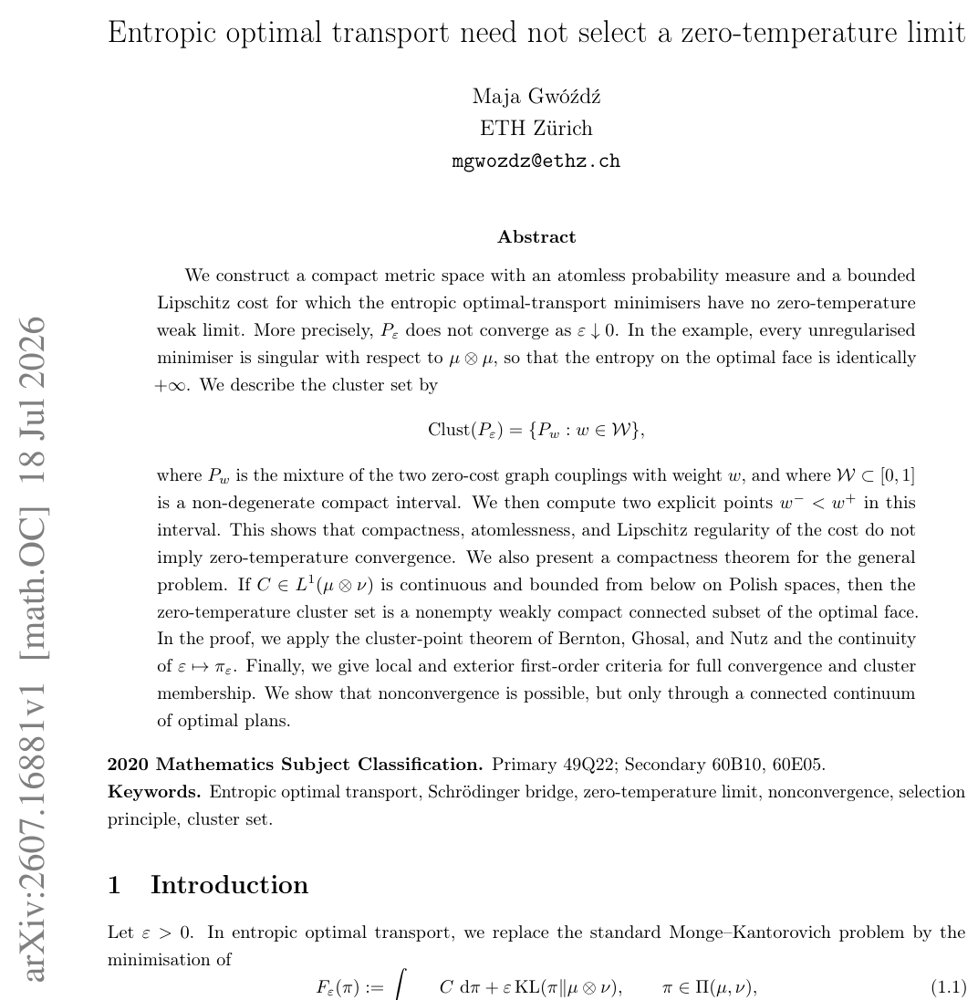 Entropic optimal transport need not select a zero-temperature limit Figure 1