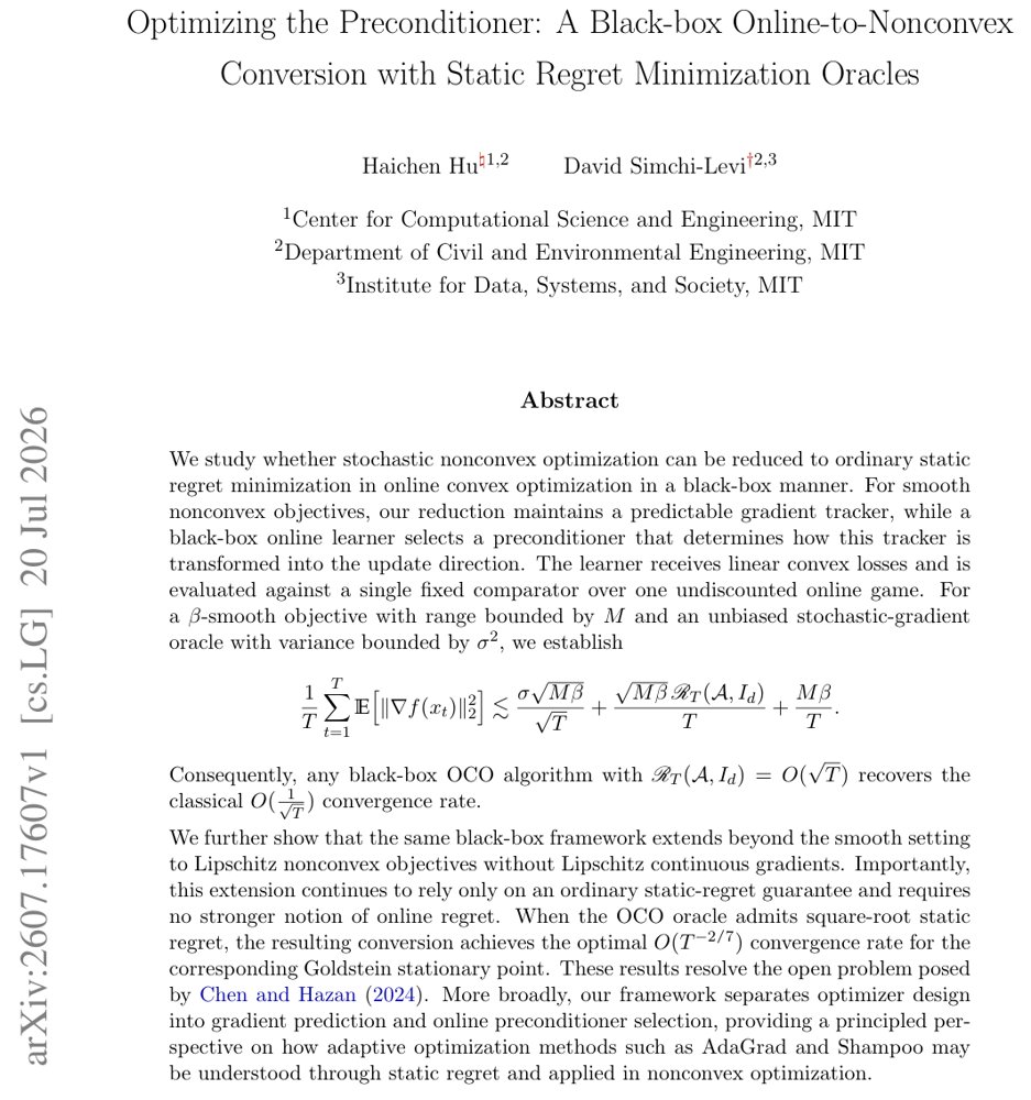 Optimizing the Preconditioner: A Black-box Online-to-Nonconvex Conversion with Static Regret Minimization Oracles Figure 1