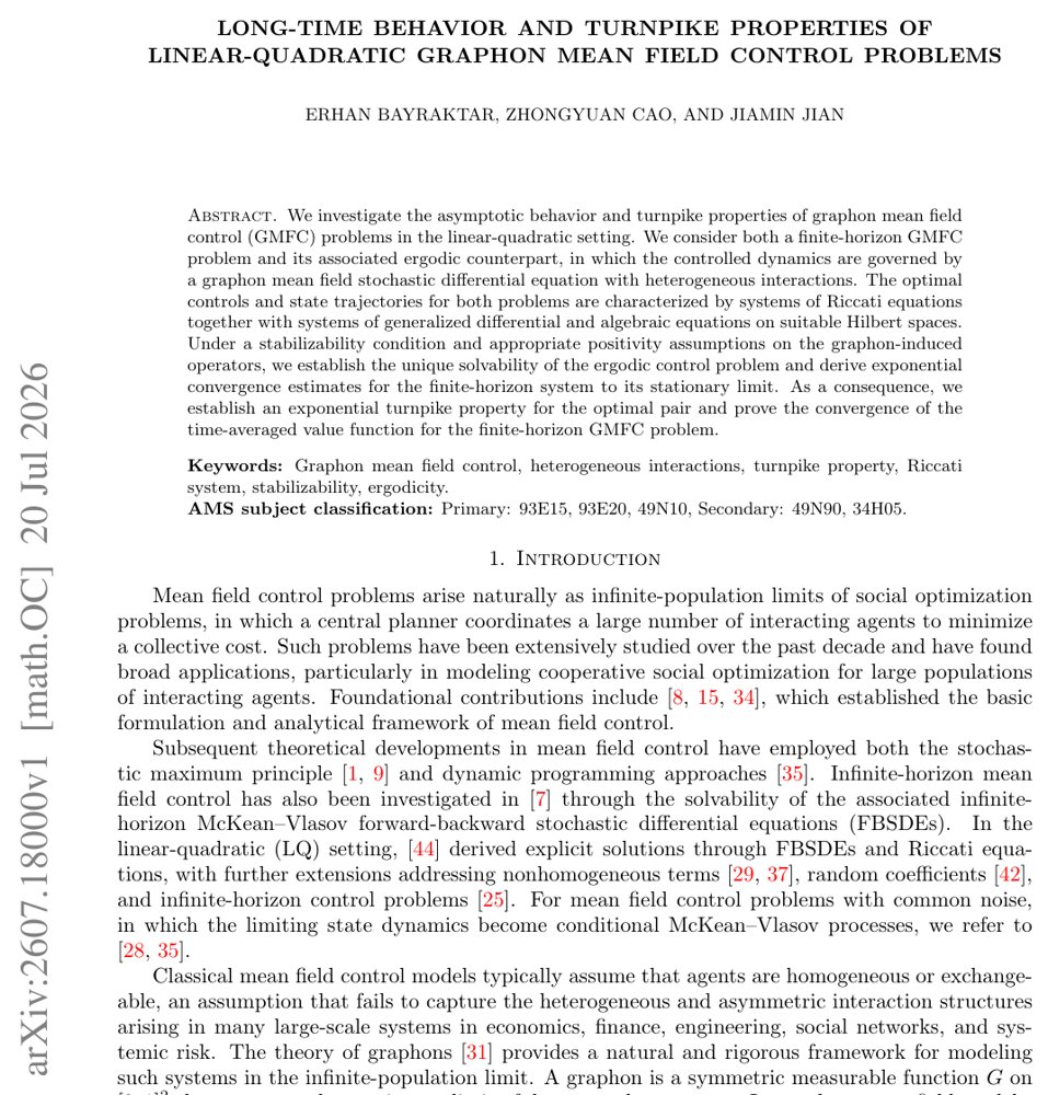 Long-time behavior and turnpike properties of linear-quadratic graphon mean field control problems Figure 1