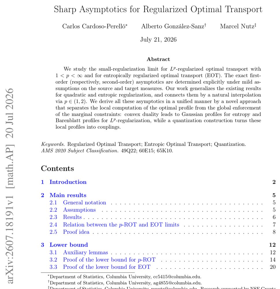 Sharp Asymptotics for Regularized Optimal Transport Figure 1