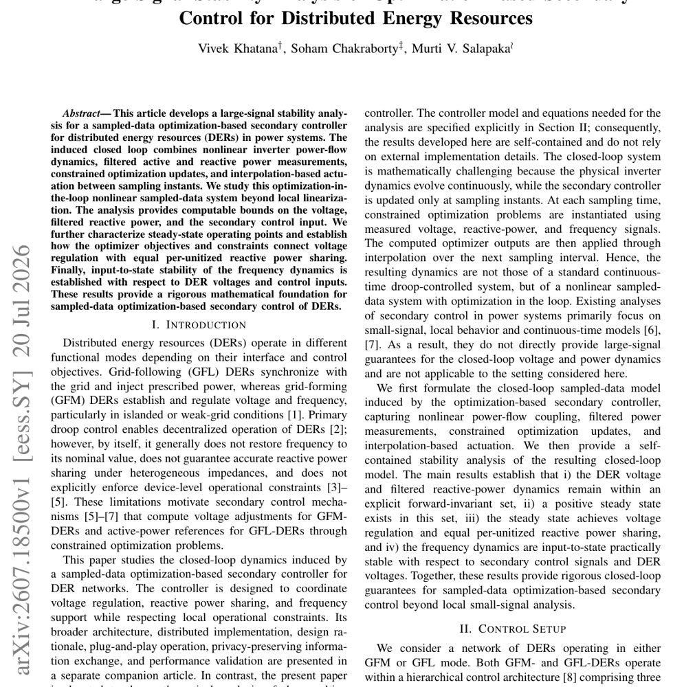 Large-Signal Stability Analysis of Optimization-Based Secondary Control for Distributed Energy Resources Figure 1