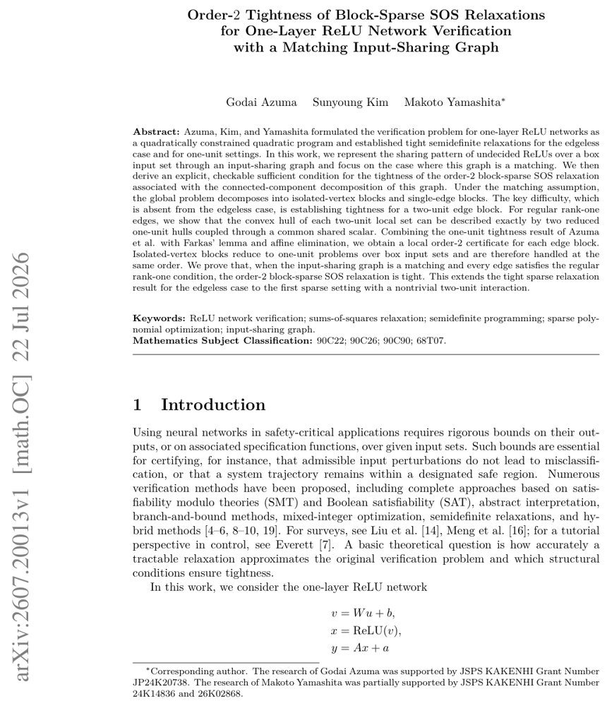 Order-2 Tightness of Block-Sparse SOS Relaxations for One-Layer ReLU Network Verification with a Matching Input-Sharing Graph Figure 1