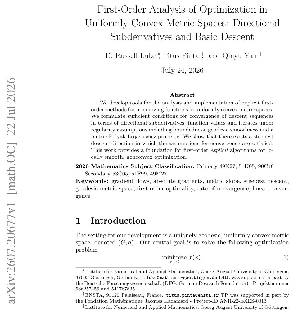 First-Order Analysis of Optimization in Uniformly Convex Metric Spaces: Directional Subderivatives and Basic Descent Figure 1