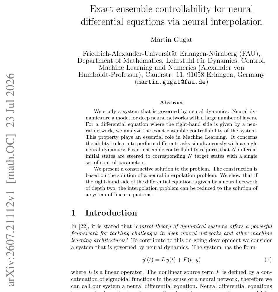 Exact ensemble controllability for neural differential equations via neural interpolation Figure 1