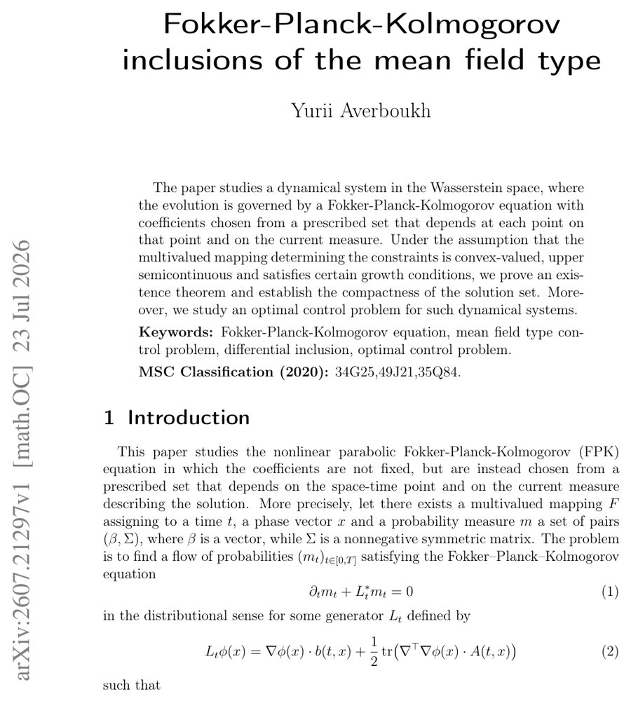 Fokker-Planck-Kolmogorov inclusions of the mean field type Figure 1