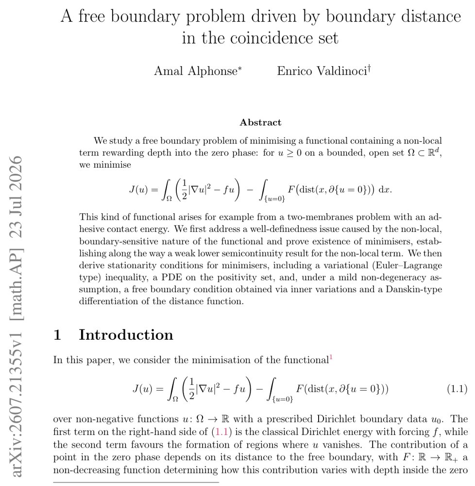 A free boundary problem driven by boundary distance in the coincidence set Figure 1