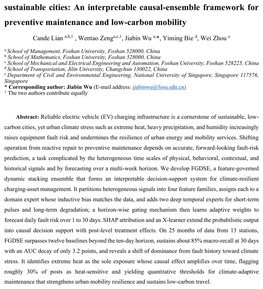 Climate-resilient electric vehicle charging infrastructure for sustainable cities: An interpretable causal-ensemble framework for preventive maintenance and low-carbon mobility Figure 1