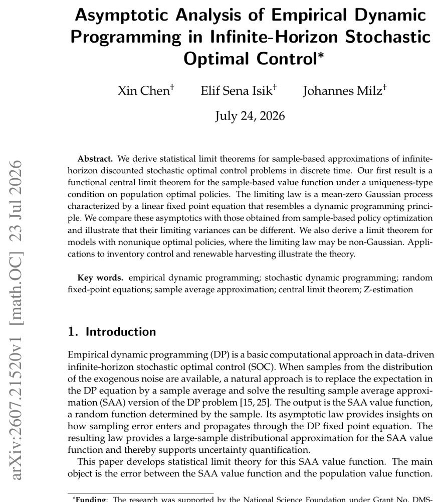 Asymptotic Analysis of Empirical Dynamic Programming in Infinite-Horizon Stochastic Optimal Control Figure 1