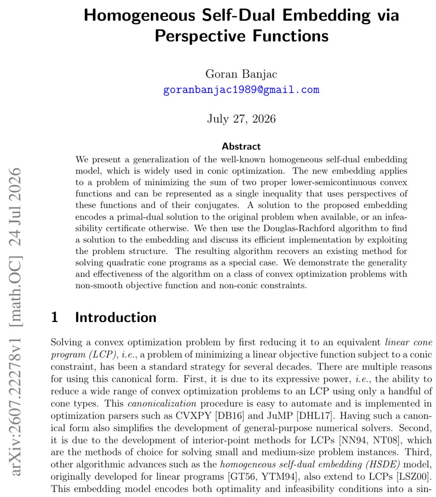 Homogeneous Self-Dual Embedding via Perspective Functions Figure 1
