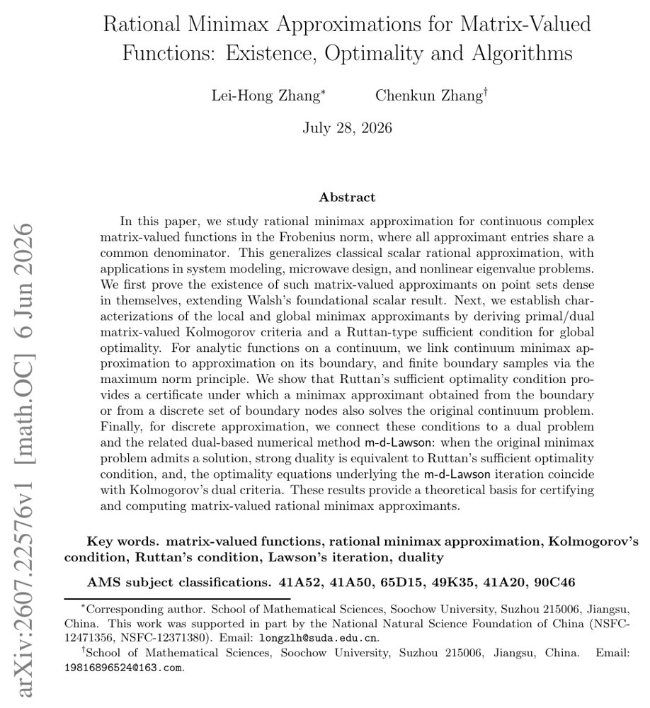 Rational Minimax Approximations for Matrix-Valued Functions: Existence, Optimality and Algorithms Figure 1