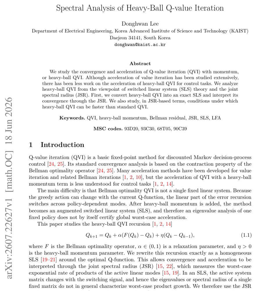Spectral Analysis of Heavy-Ball Q-value Iteration Figure 1
