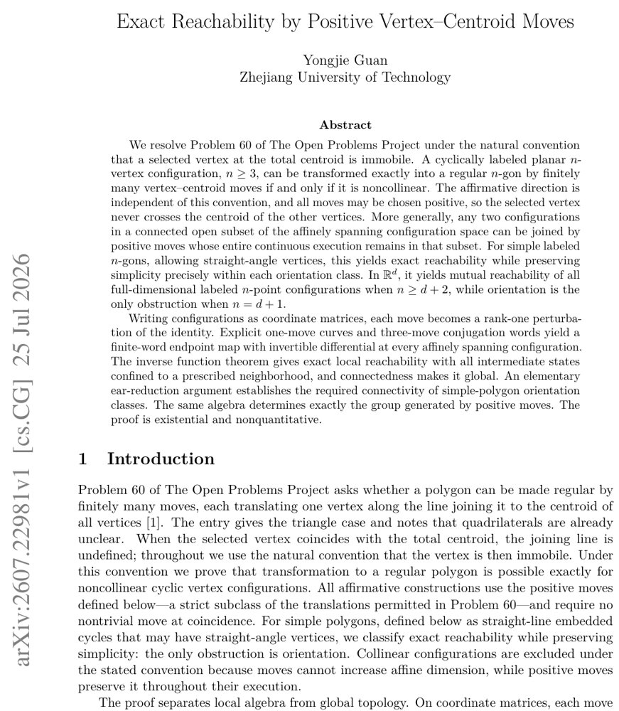 Exact Reachability by Positive Vertex-Centroid Moves Figure 1