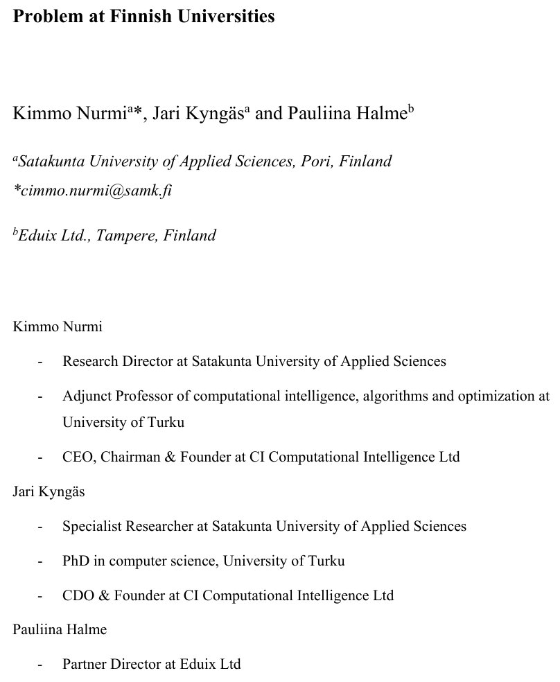 A Novel Optimization Model for Solving the Timetabling Problem at Finnish Universities Figure 1