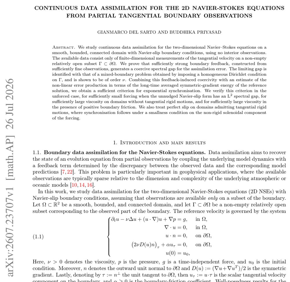 Continuous Data Assimilation for the 2D Navier-Stokes Equations from Partial Tangential Boundary Observations Figure 1