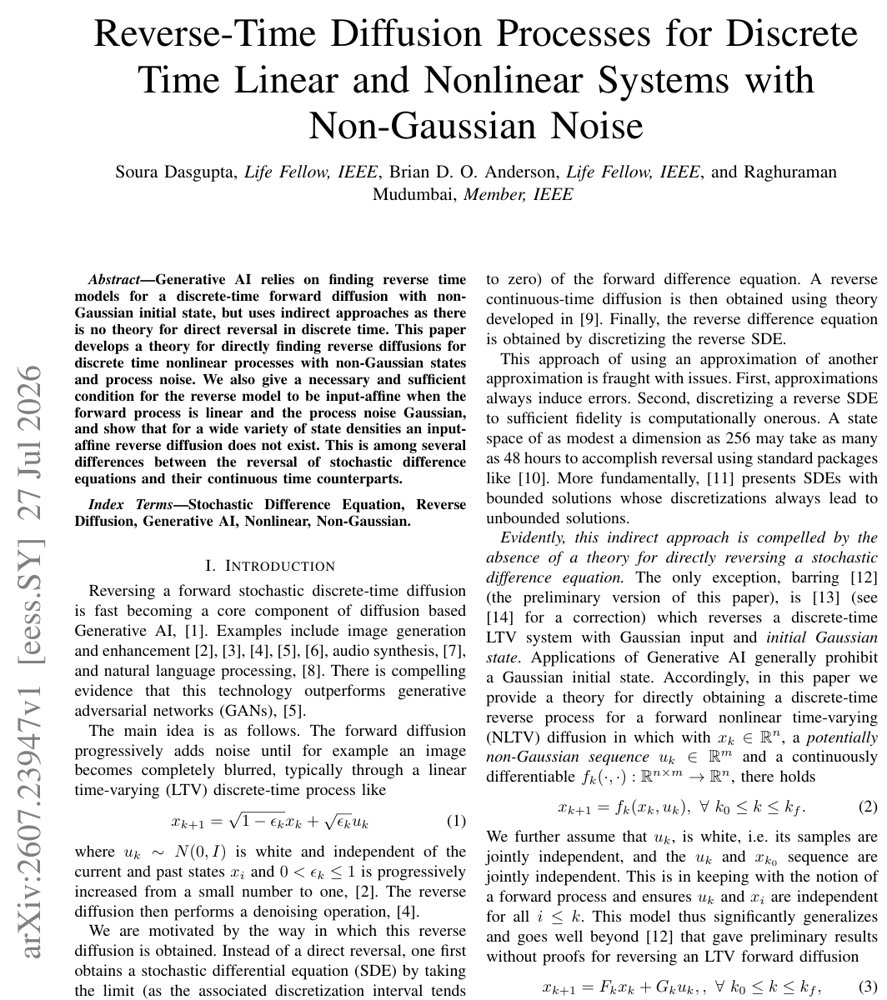 Reverse-Time Diffusion Processes for Discrete Time Linear and Nonlinear Systems with non-Gaussian Noise Figure 1