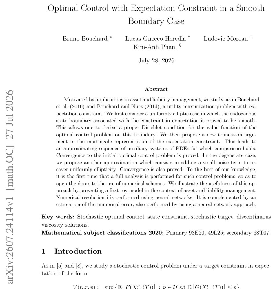 Optimal Control with Expectation Constraint in a Smooth Boundary Case Figure 1