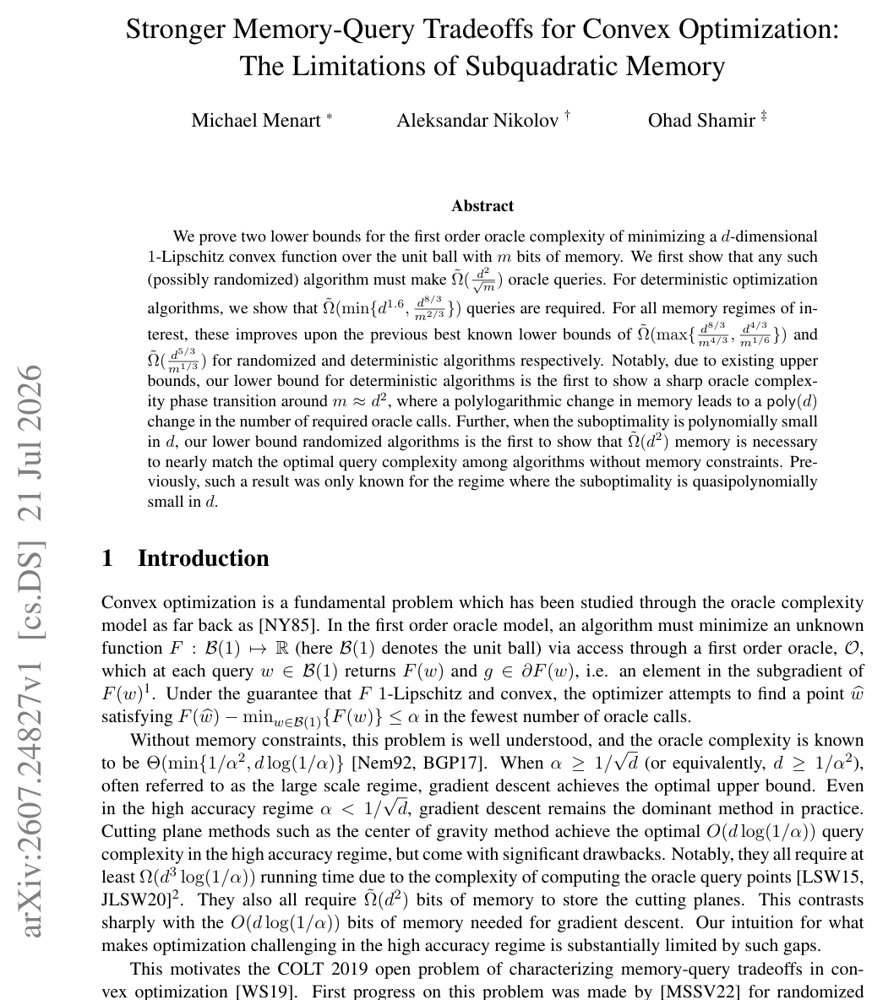Stronger Memory-Query Tradeoffs for Convex Optimization: The Limitations of Subquadratic Memory Figure 1