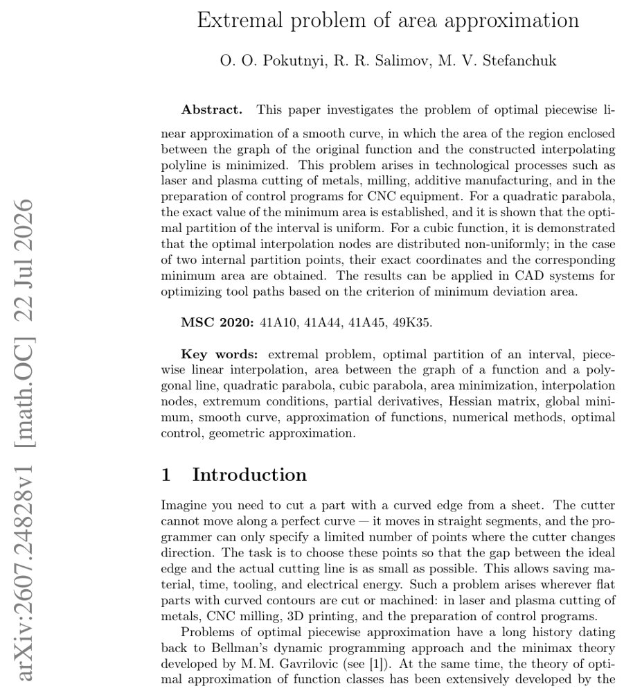 Extremal problem of area approximation Figure 1