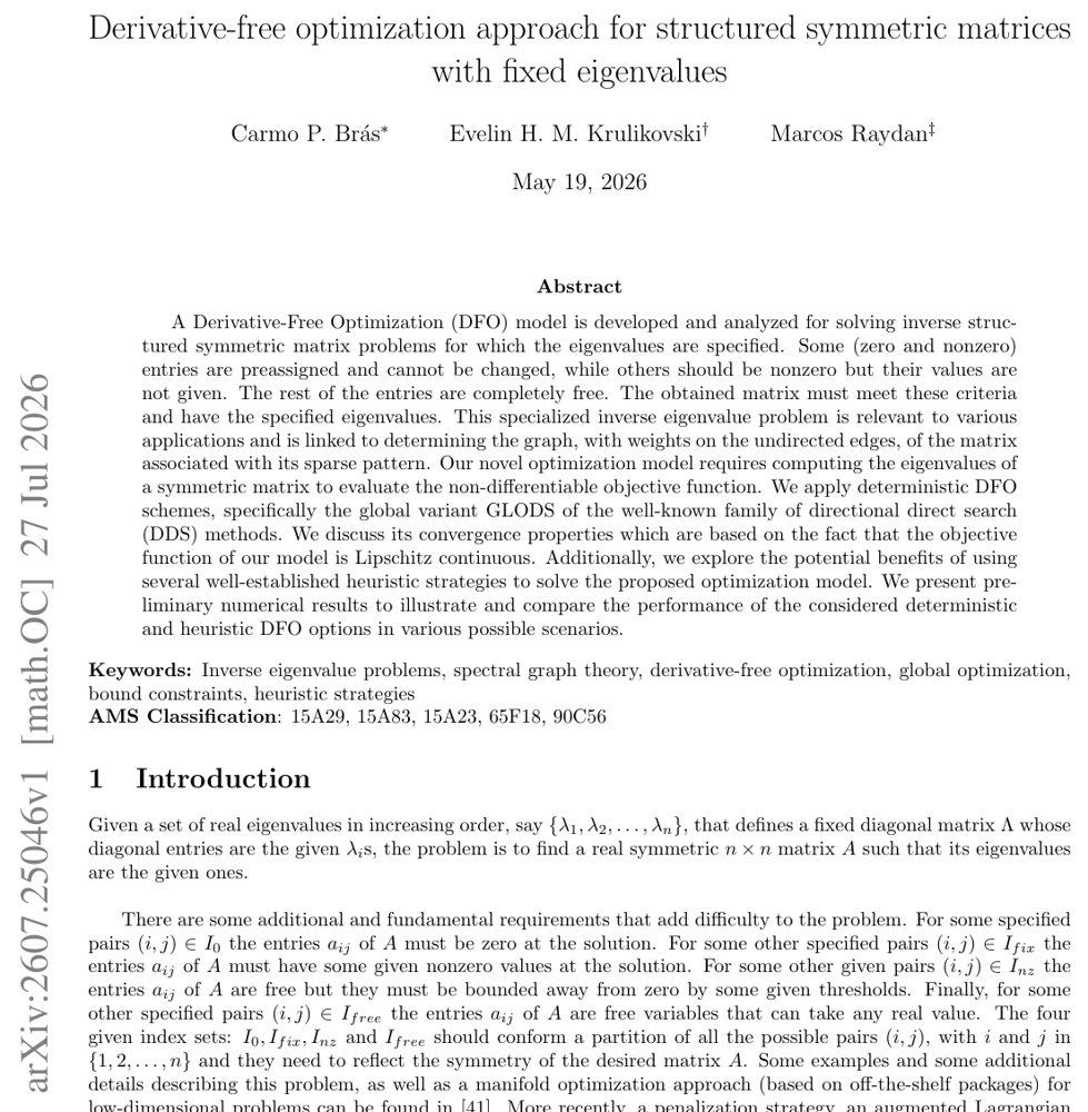 Derivative-free optimization approach for structured symmetric matrices with fixed eigenvalues Figure 1
