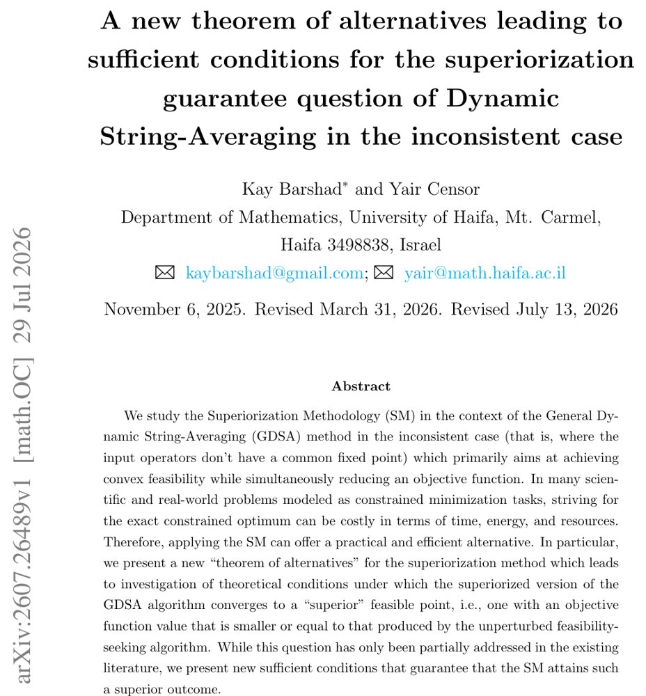 A new theorem of alternatives leading to sufficient conditions for the superiorization guarantee question of Dynamic String-Averaging in the inconsistent case Figure 1
