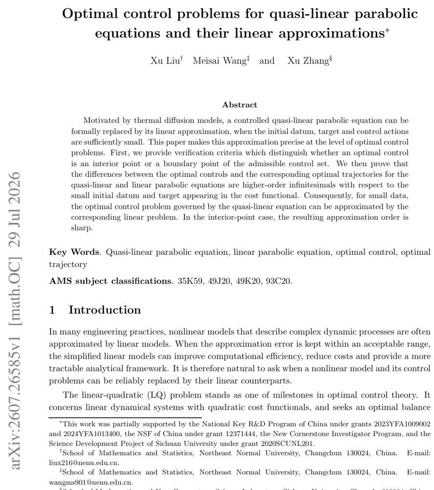 Optimal control problems for quasi-linear parabolic equations and their linear approximations Figure 1