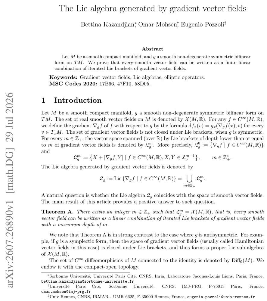 The Lie algebra generated by gradient vector fields Figure 1