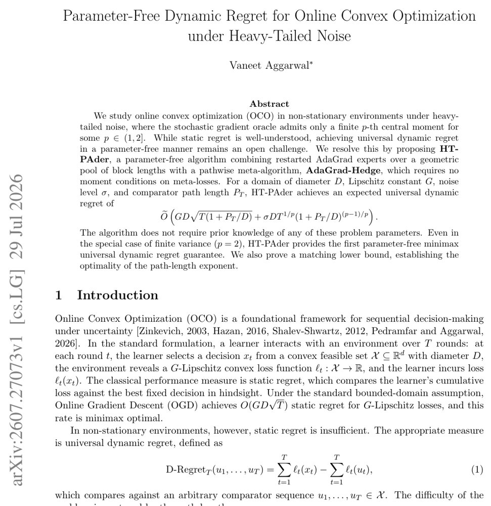 Parameter-Free Dynamic Regret for Online Convex Optimization under Heavy-Tailed Noise Figure 1