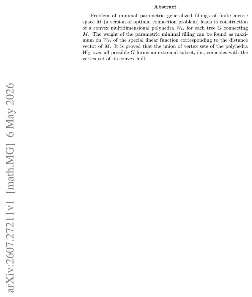 Minimal Fillings of Finite Metric Spaces and Convex Polyhedra Figure 1