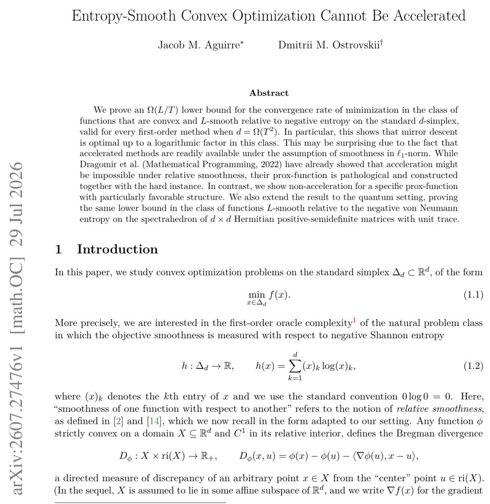 Entropy-Smooth Convex Optimization Cannot Be Accelerated Figure 1