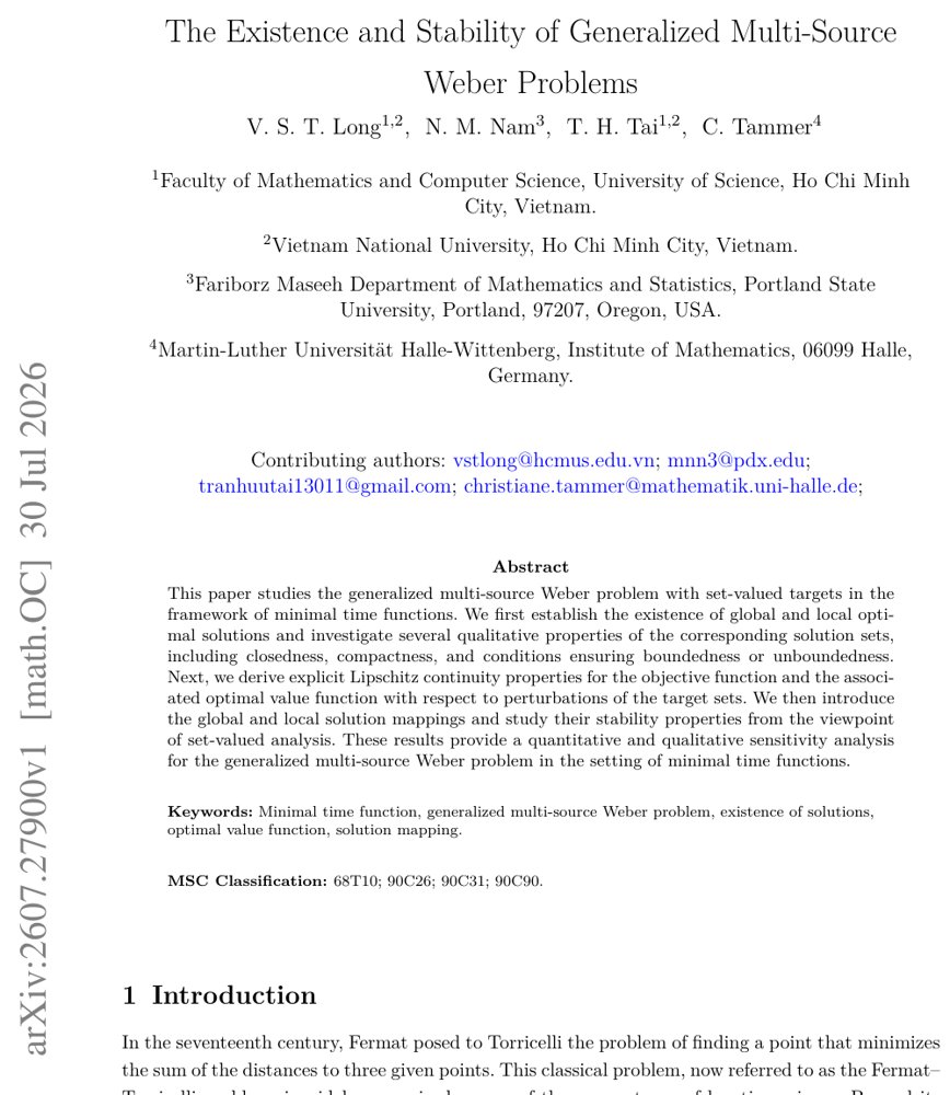The Existence and Stability of Generalized Multi-Source Weber Problems Figure 1