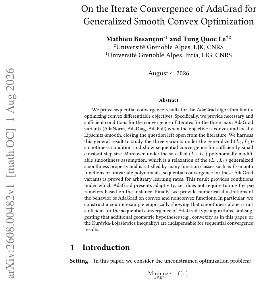 On the Iterate Convergence of AdaGrad for Generalized Smooth Convex Optimization Figure 1