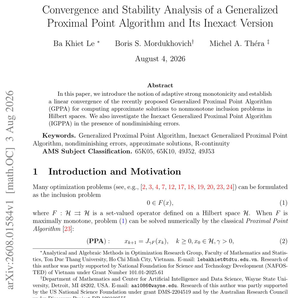 Convergence and Stability Analysis of a Generalized Proximal Point Algorithm and Its Inexact Version Figure 1