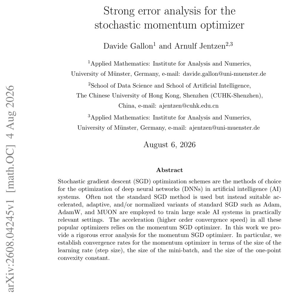 Strong error analysis for the stochastic momentum optimizer Figure 1