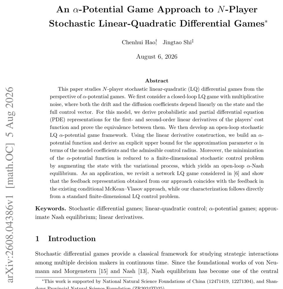 An $α$-Potential Game Approach to $N$-Player Stochastic Linear-Quadratic Differential Games Figure 1