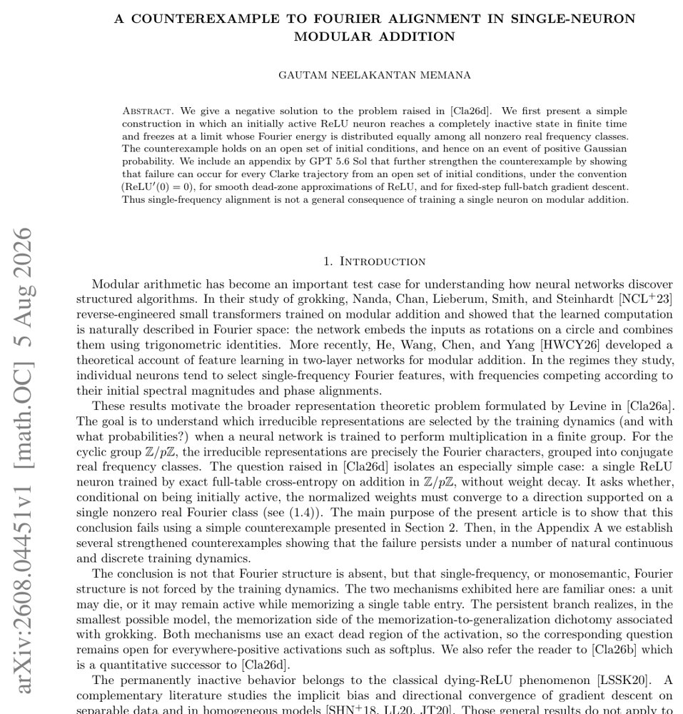 A Counterexample to Fourier Alignment in Single-Neuron Modular Addition Figure 1