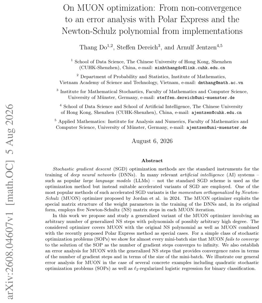On MUON optimization: From non-convergence to an error analysis with Polar Express and the Newton-Schulz polynomial from implementations Figure 1