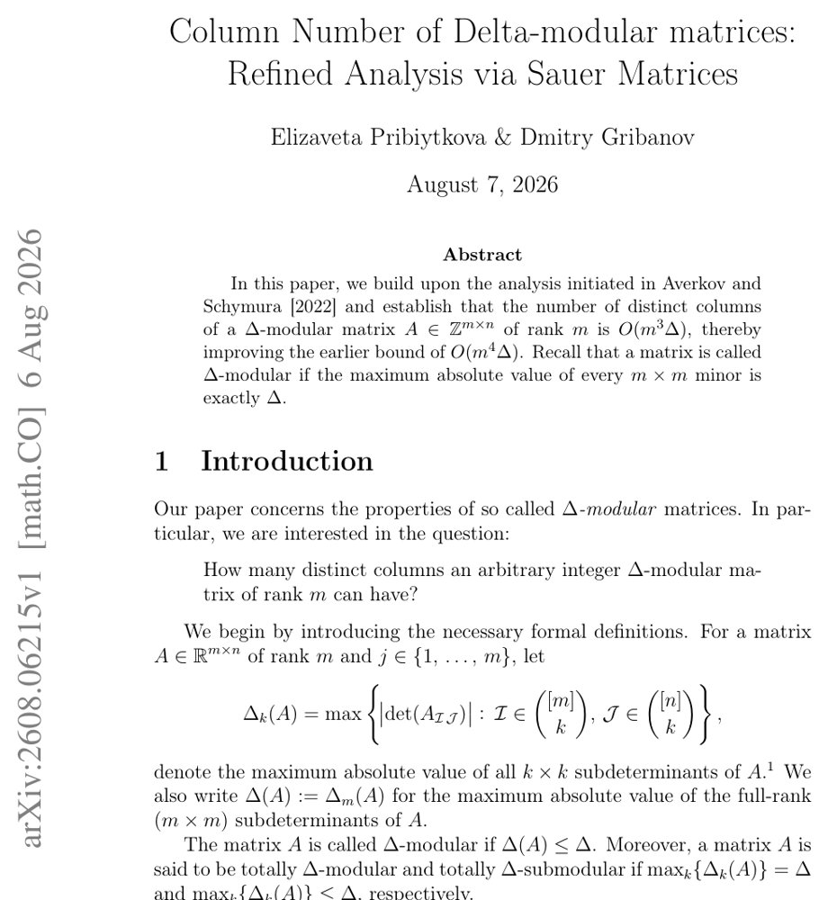 Column Number of Delta-modular matrices: Refined Analysis via Sauer Matrices Figure 1