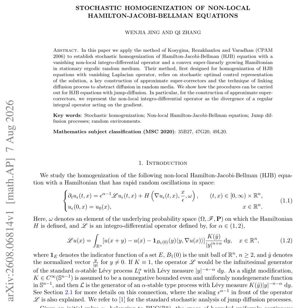 Stochastic Homogenization of Non-local Hamilton-Jacobi-Bellman equations Figure 1