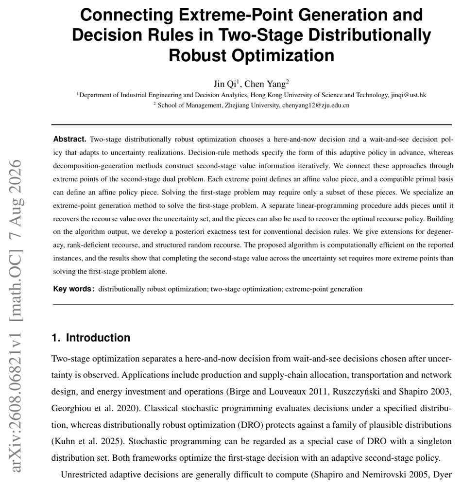Connecting Extreme-Point Generation and Decision Rules in Two-Stage Distributionally Robust Optimization Figure 1