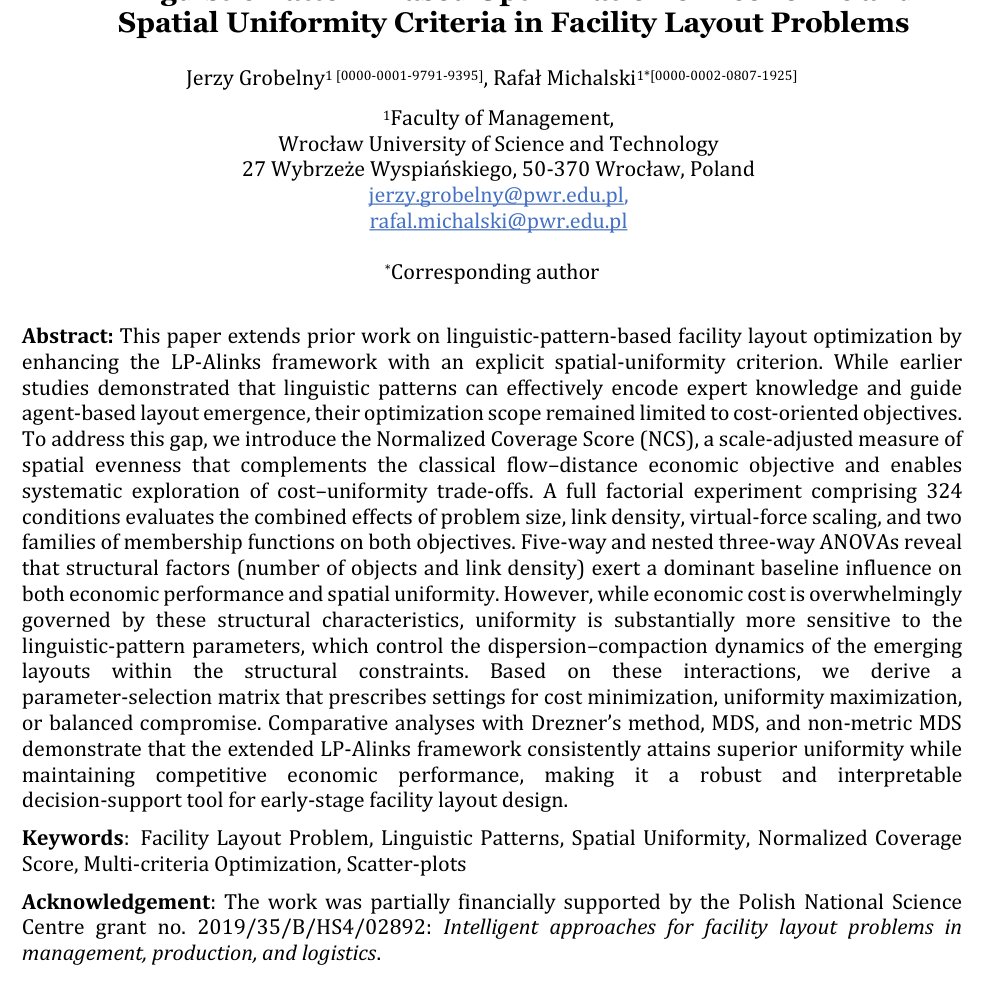 Linguistic Pattern Based Optimization of Economic and Spatial Uniformity Criteria in Facility Layout Problems Figure 1