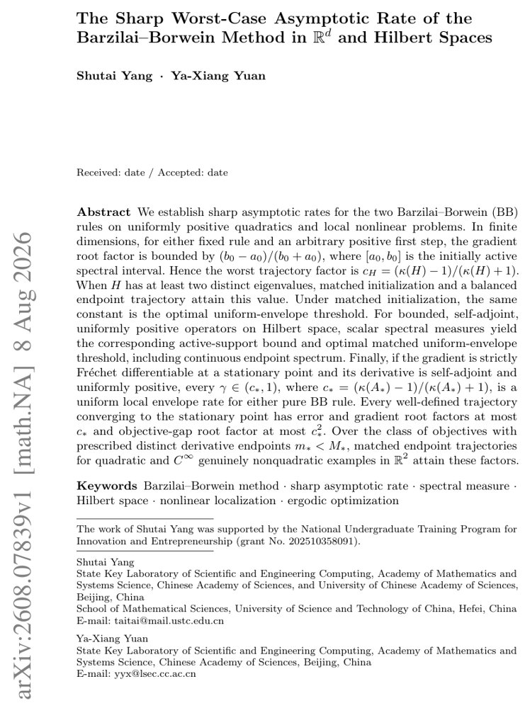 The Sharp Worst-Case Asymptotic Rate of the Barzilai--Borwein Method in $\mathbb R^d$ and Hilbert Spaces Figure 1