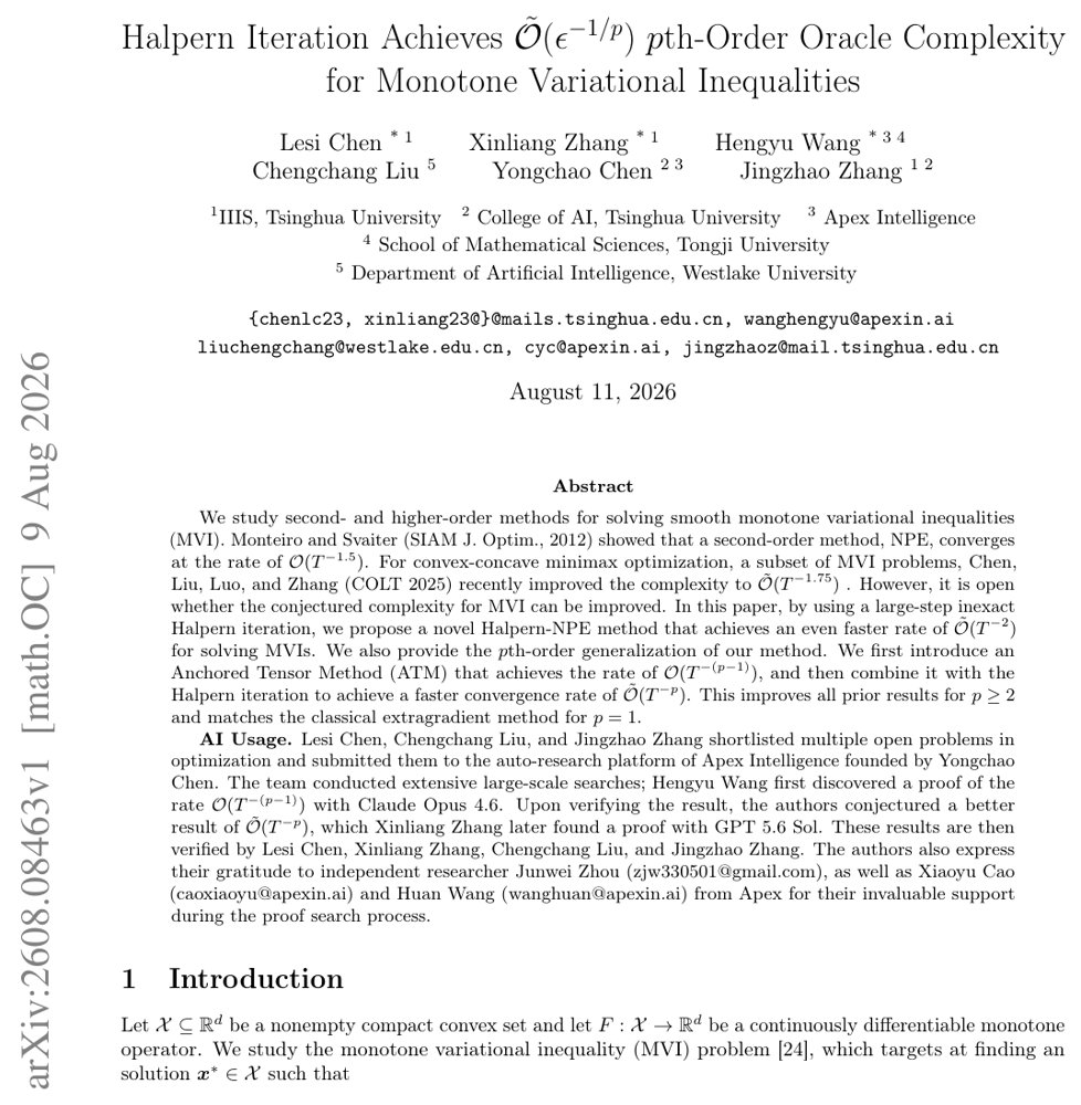 Halpern Iteration Achieves $\tilde{\mathcal{O}}(ε^{-1/p})$ $p$th-Order Oracle Complexity for Monotone Variational Inequalities Figure 1